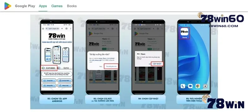 Các bước cài đặt phần mềm 78win trên Android