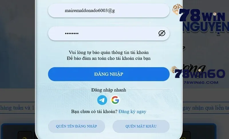 Đăng nhập để đổi mật khẩu 78win