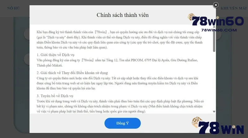 Đọc kỹ chính sách thành viên trước khi xác nhận tài khoản