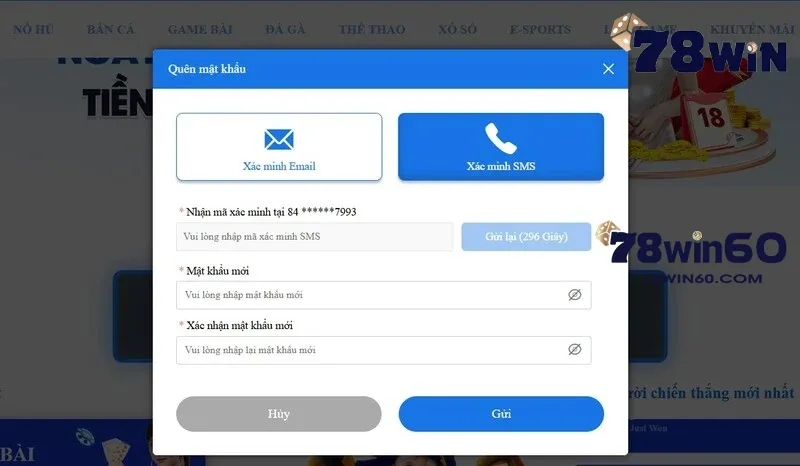 Nhập chính xác mã OTP để khôi phục mật khẩu thành công