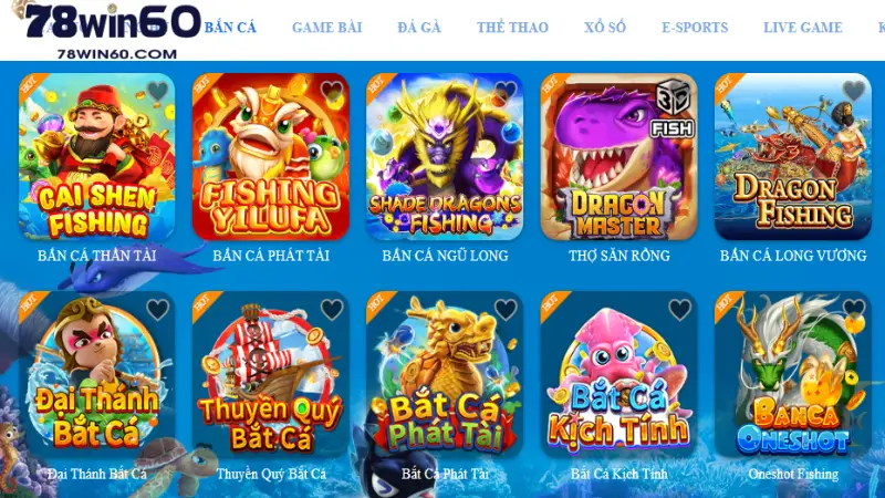 Nhiều game bắn cá 78win hay