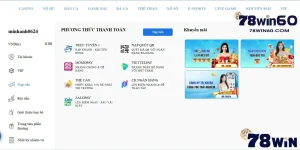Quy trình nạp tiền 78win cực dễ dàng